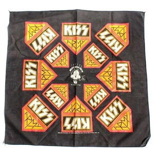 Vtg 1996 KISS Band ARMY Depot No Substitues BANDANA Scraf HeadBand 20"X20.5"